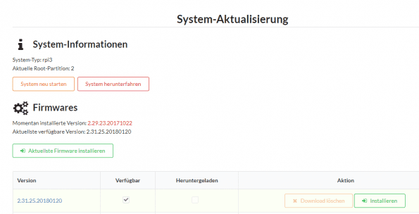 Homematic RaspberryMatic Auto-Update