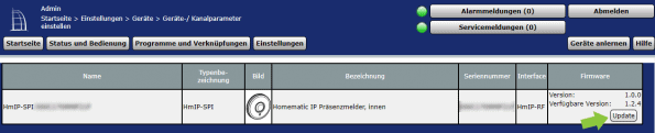 Homematic Geräte Firmware Update Fertig zum Update